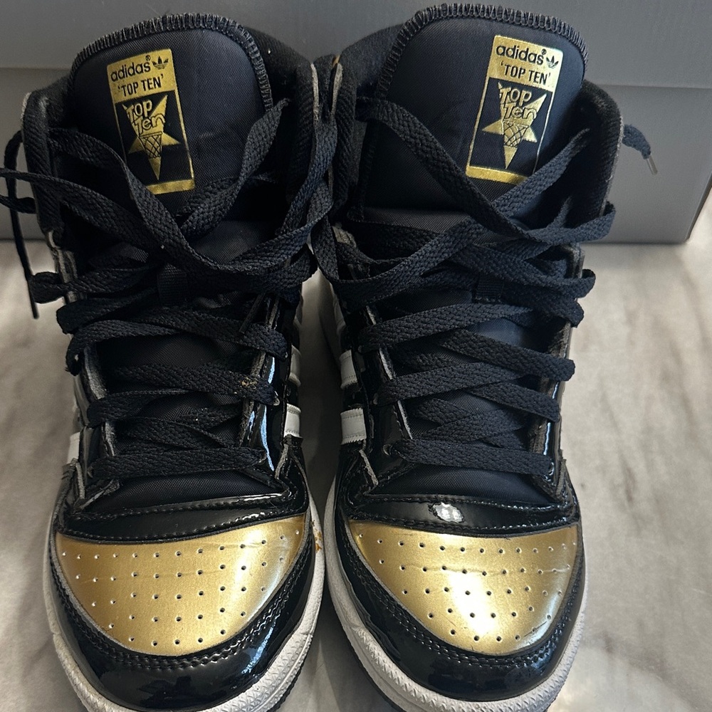 Adidas Top Ten Black and Gold High-Tops